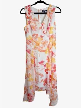Chaps Floral Chiffon Hi-Low Dress Size 8